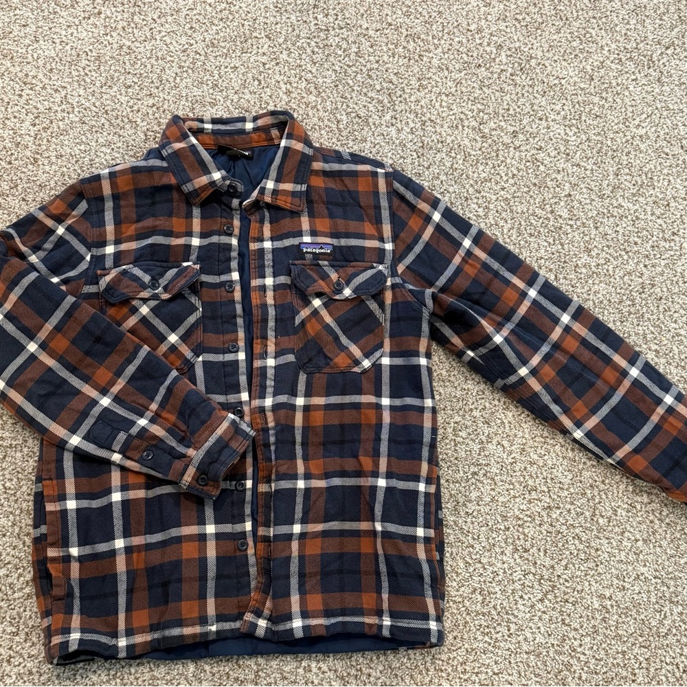 Patagonia Lined Navy and Orange Shirt